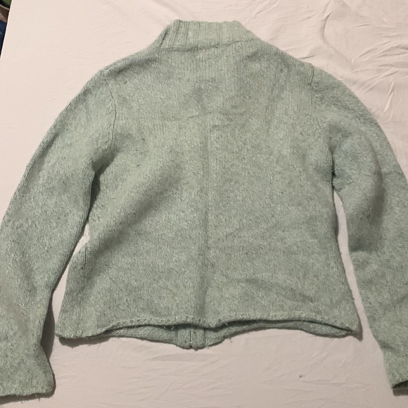 L. L. Bean sweater full zip knit green sweater lambs wool rabbit hair blend XS - Picture 12 of 13